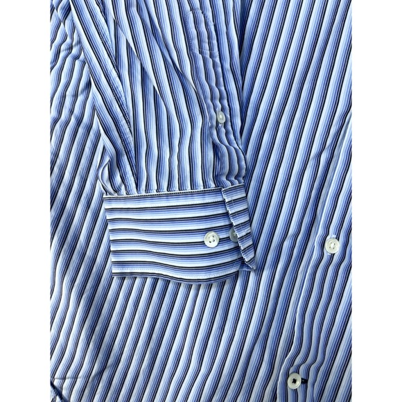 Banana Republic Shirt Mens‎ Large 16 16 1/2 Blue Striped Casual Long Sleeve - Picture 2 of 13